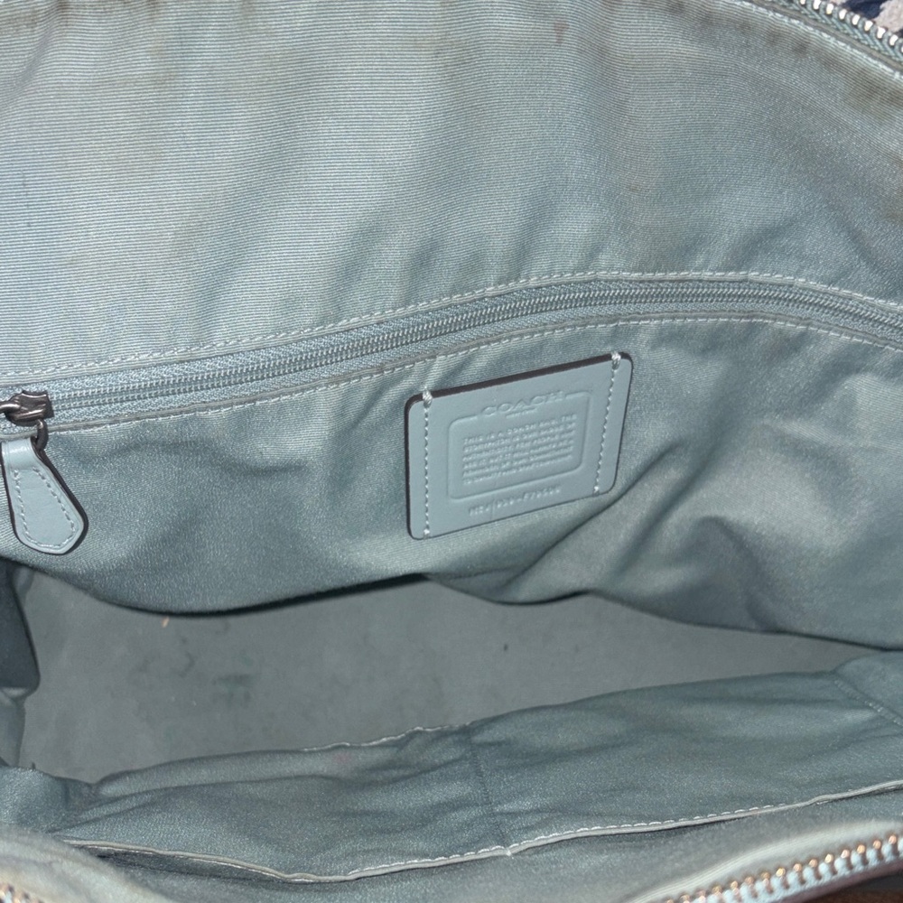 Coach Teal Leather Tote Bag - Picture 3 of 5
